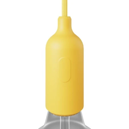 Silicone E27 lamp holder kit with switch and hidden cable clamps - Yellow