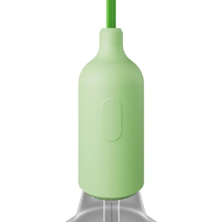 Silicone E27 lamp holder kit with switch and hidden cable clamps - Soft Green