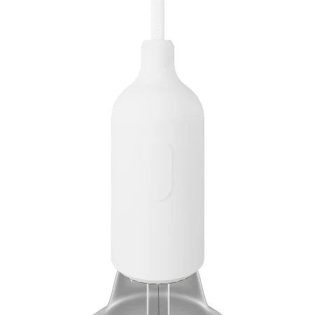 Silicone E27 lamp holder kit with switch and hidden cable clamps - White