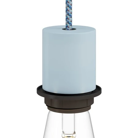 E27 semi-flush metal lamp holder kit with concealed cable clamp - Soft blue