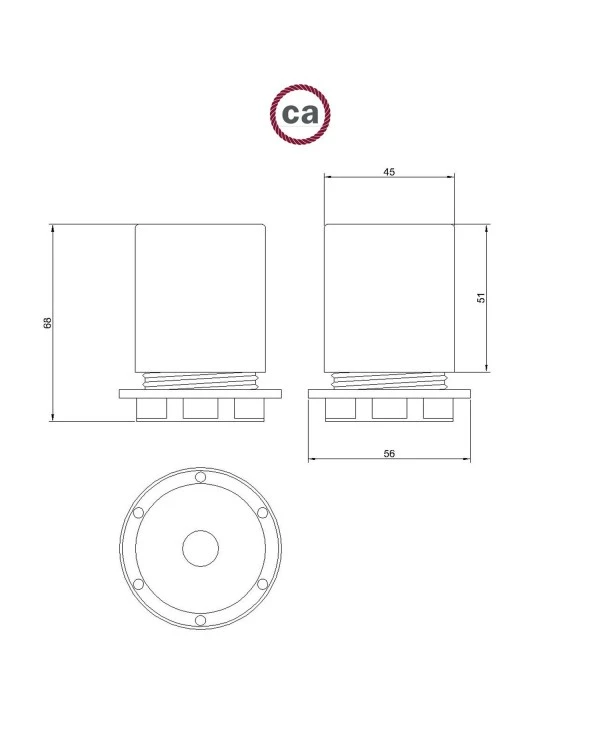 E27 semi-flush metal lamp holder kit with concealed cable clamp