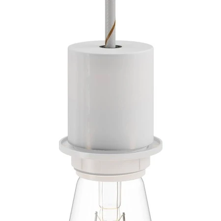 E27 semi-flush metal lamp holder kit with concealed cable clamp - Matt White