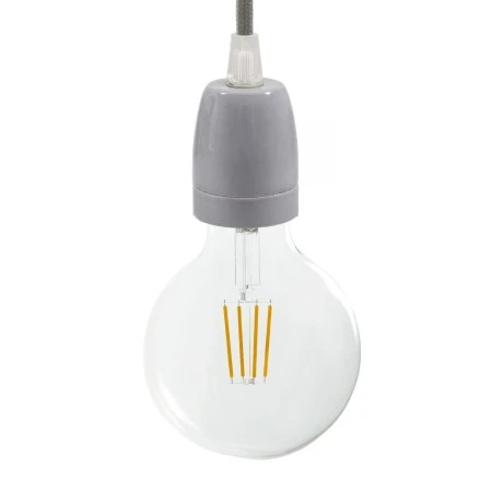 Porcelain E27 lamp holder kit - Grey