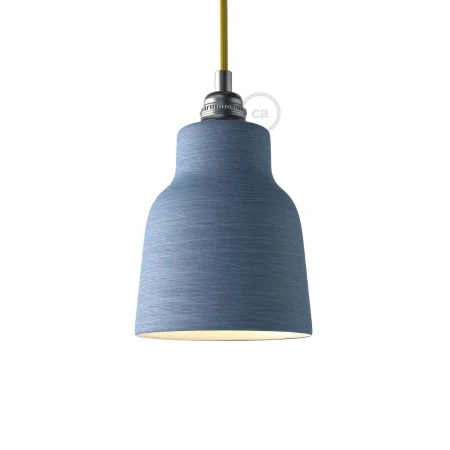 Ceramic lampshade Vase, Materia collection - Made in Italy - Streaked Avion - White