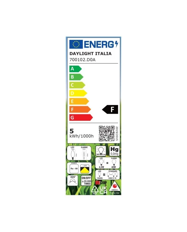 LED Light Bulb Olive 4.5W 470Lm E14 Clear 2700K