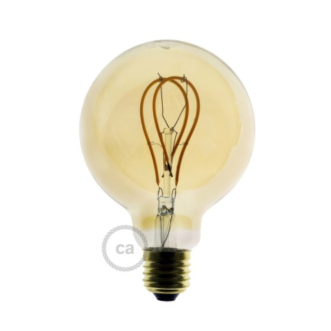 LED Golden Light Bulb - Globe G95 Curved Double Loop Filament - 4.5W 250Lm E27 1800K Dimmable