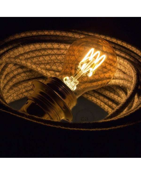 LED Golden Light Bulb - Drop A60 Curved Spiral Filament - 2,5W 136Lm E27 1800K Dimmable