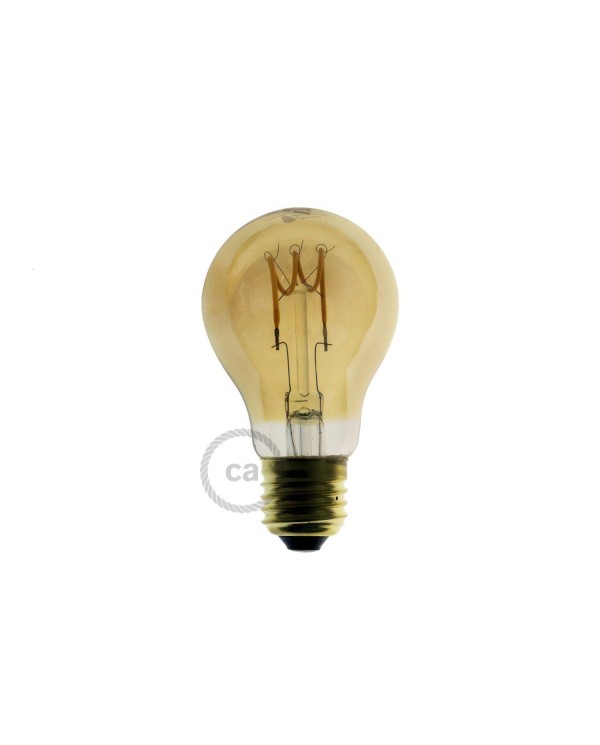 LED Golden Light Bulb - Drop A60 Curved Spiral Filament - 2,5W 136Lm E27 1800K Dimmable