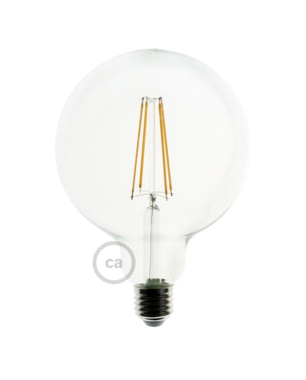 LED Transparent Light Bulb - Globe G125 Long Filament - 7W 720Lm E27 2200K Dimmable