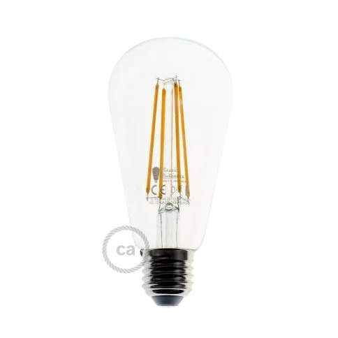 LED Transparent Light Bulb - Edison ST64 Long Filament - 7W 720Lm E27 2200K Dimmable