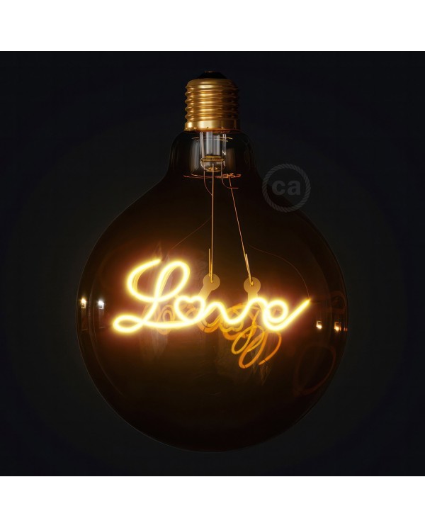 LED Golden Light Bulb for pendant lamp - Globe G125 Single Filament “Love” - 4.5W 250Lm E27 1800K Dimmable