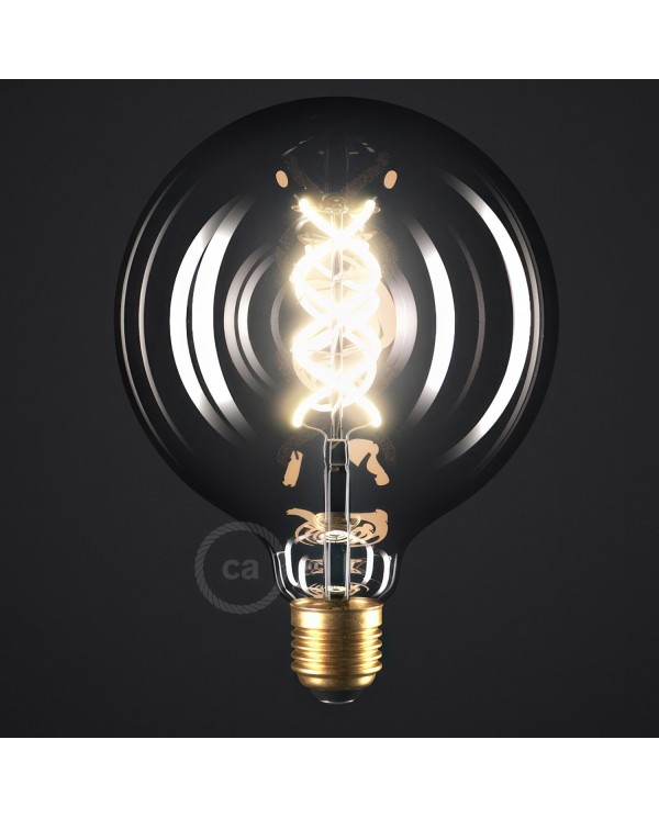 LED Smoky Light Bulb - Globe G125 Curved Spiral Filament - 5W 120Lm E27 1800K Dimmable