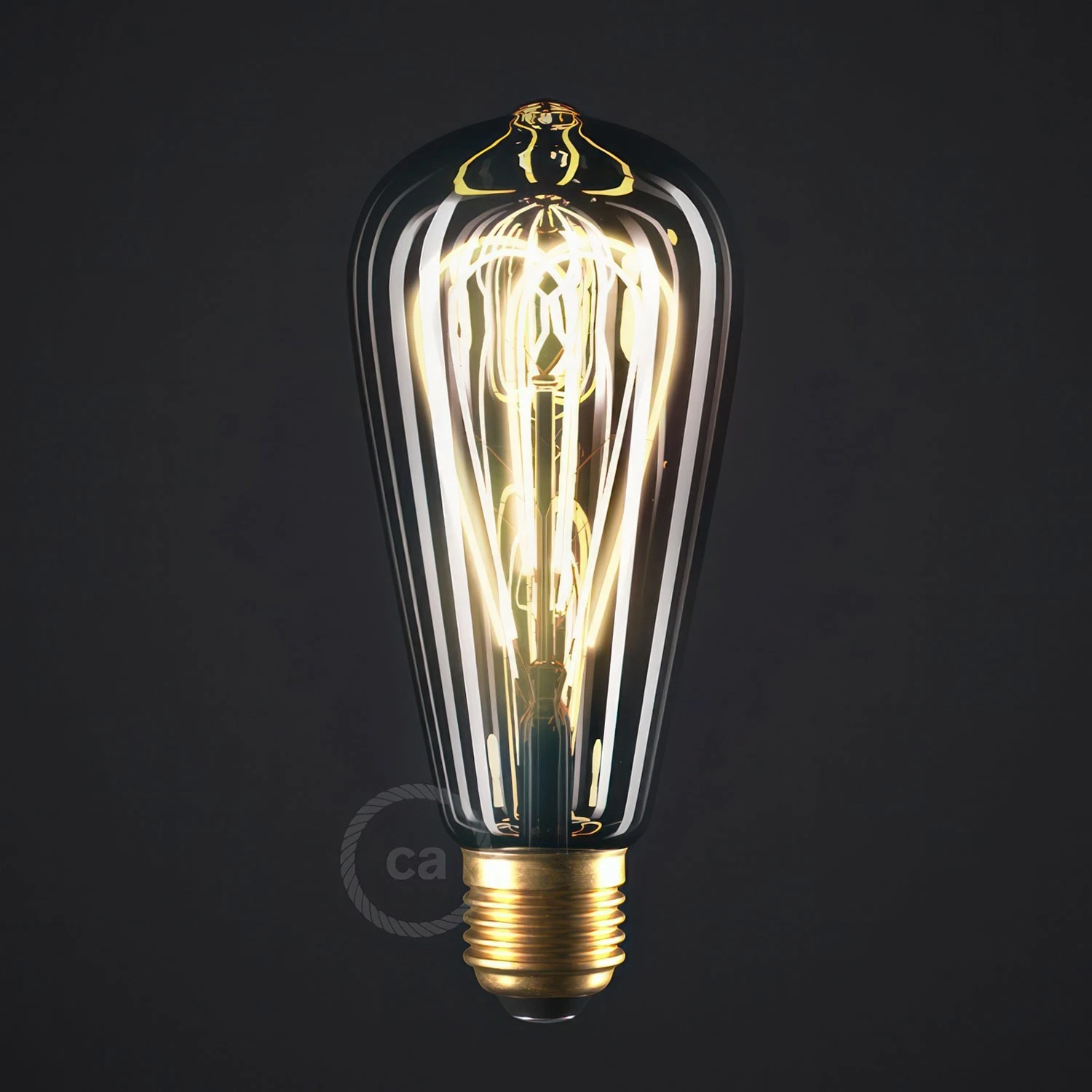 LED Smoky Light Bulb - Edison ST64 Curved Double Loop Filament - 5W 160Lm E27 1800K Dimmable