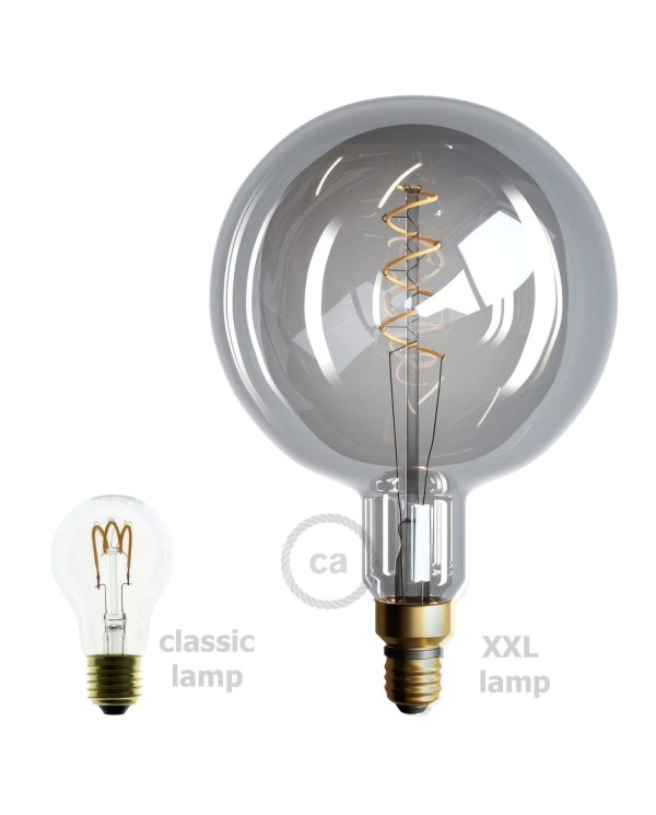 XXL LED Smoky Light Bulb - Sphere G200 Curved Spiral Filament - 5W 80Lm E27 1800K Dimmable