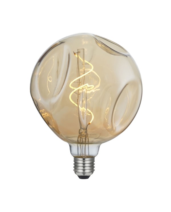 LED Light Bulb Globe G140 Bumped Golden spiral filament 5W 250Lm E27 1800K Dimmable