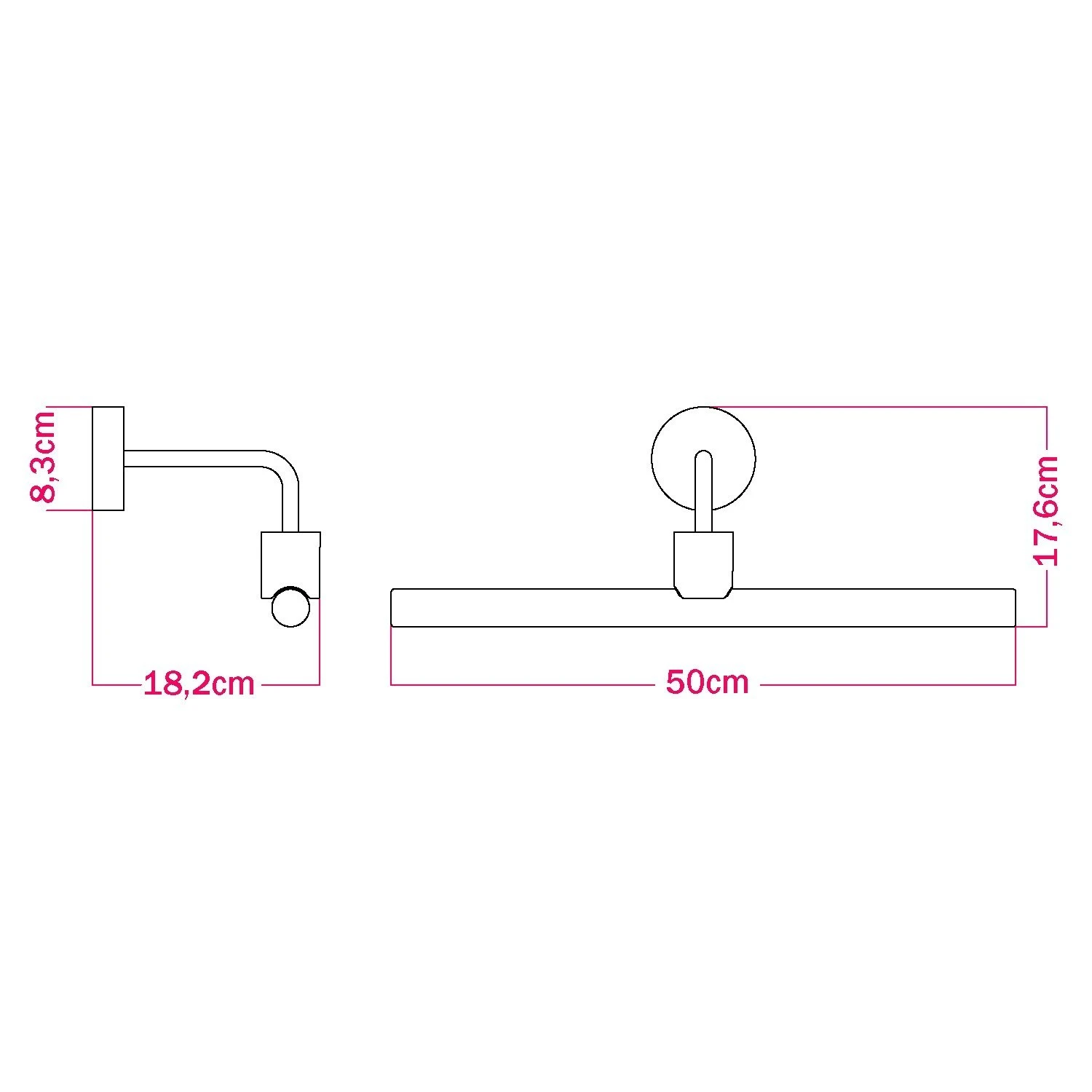 Fermaluce Esse14, metal wall lamp with bent extension