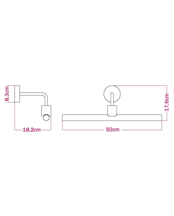 Fermaluce Esse14, metal wall lamp with bent extension