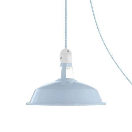 Portable outdoor Snake lamp with Harbour lampshade, 5 m fabric cable, IP65 waterproof lamp holder and plug - Soft blue