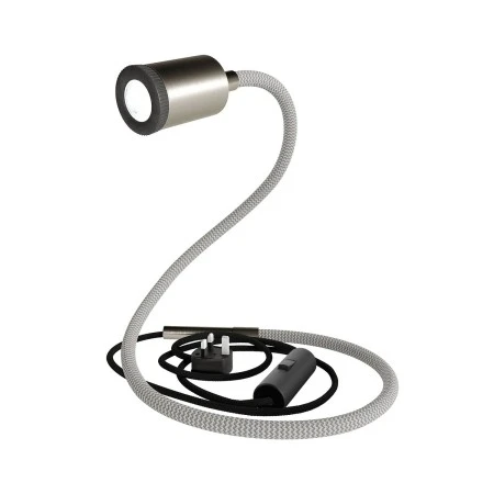 GU1d-one flexible lamp without base with mini LED spotlight - Brushed titanium