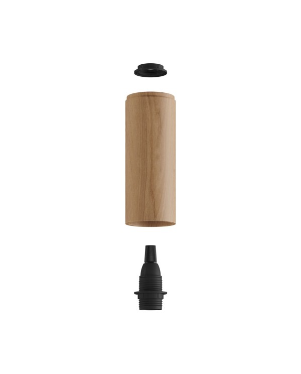 Fermaluce Wood with adjustable spotlight in wood and Tub-E14 lampshade