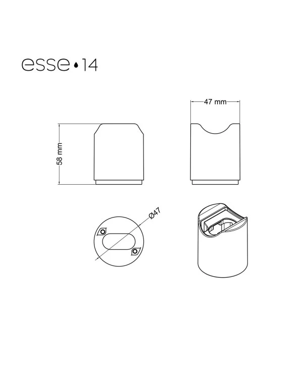 Esse14 wall or ceiling lamp holder with S14d fitting - Waterproof IP44