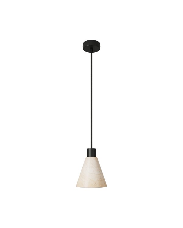 Pendant lamp with wooden conical lampshade