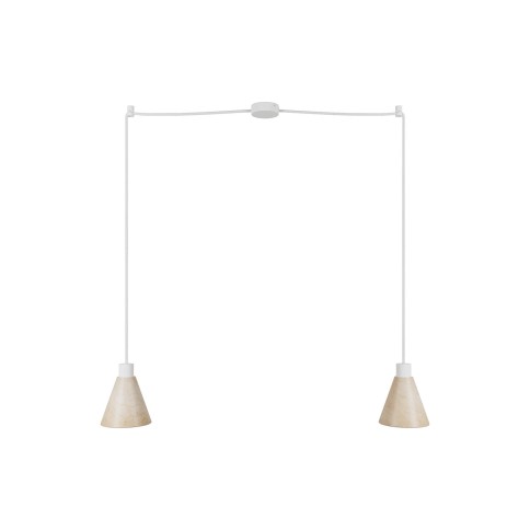 2-drop pendant lamp with wooden conical lampshades