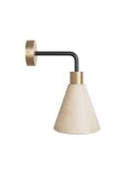 Fermaluce lamp with wooden conical lampshade and curved extension