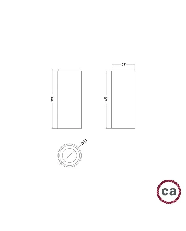 Tub-E14, wooden tube for spotlight with E14 double ring lamp holder