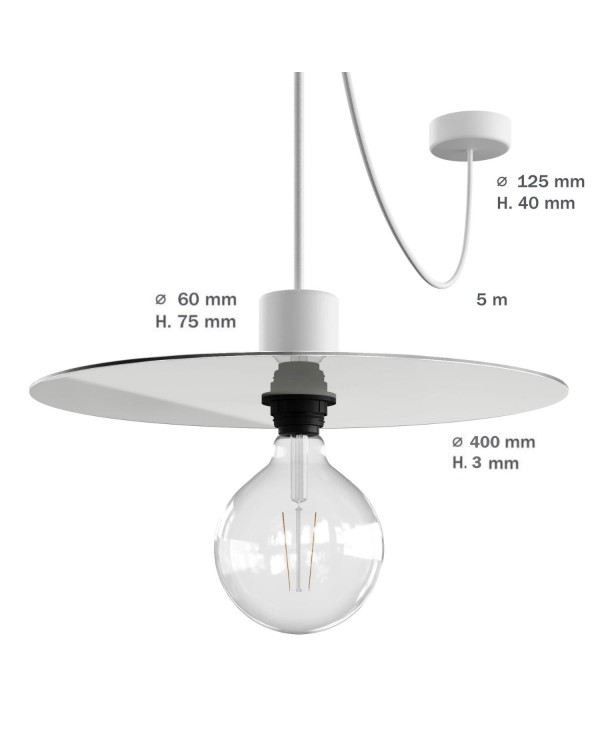 EIVA ELEGANT Pendant light with 5 m fabric cable, Ellepì lampshade, ceiling rose and lamp holder in IP65 waterproof silicone