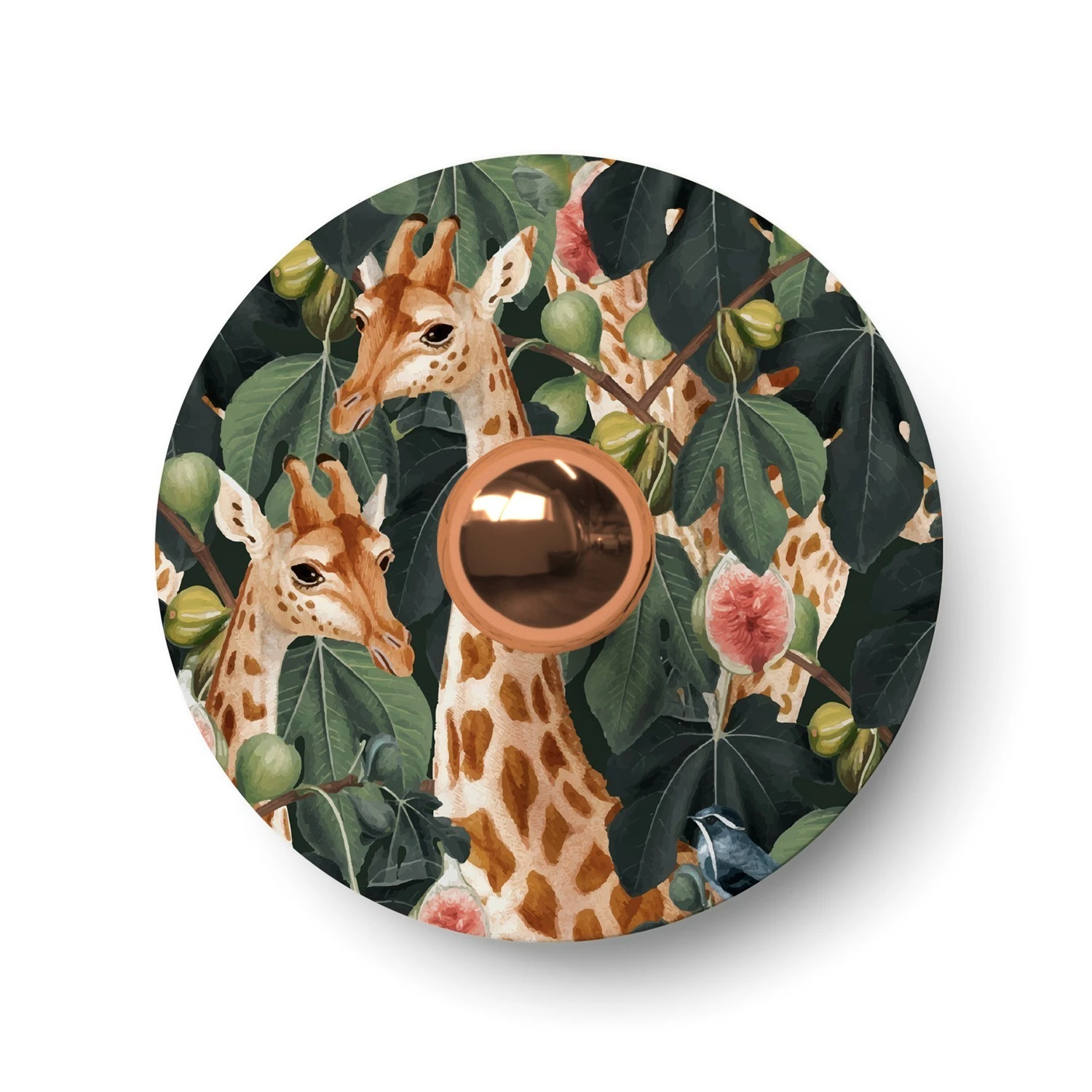 Ellepì mini flat lampshade with jungle animals 'Wildlife Whispers', 24 cm diameter - Made in Italy