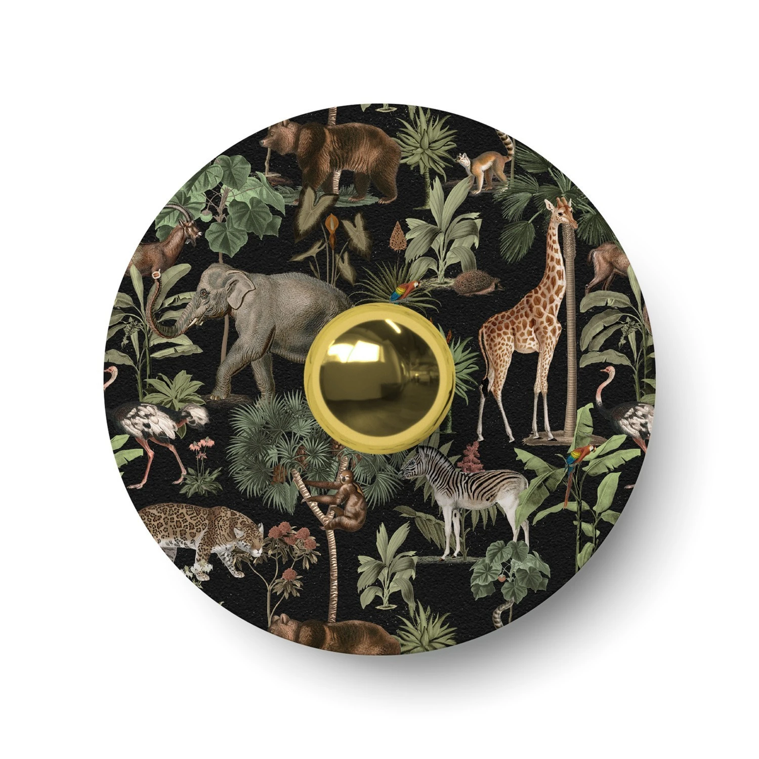 Ellepì mini flat lampshade with jungle animals 'Wildlife Whispers', 24 cm diameter - Made in Italy