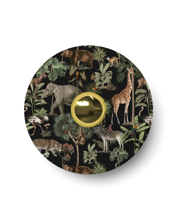 Ellepì mini flat lampshade with jungle animals 'Wildlife Whispers', 24 cm diameter - Made in Italy