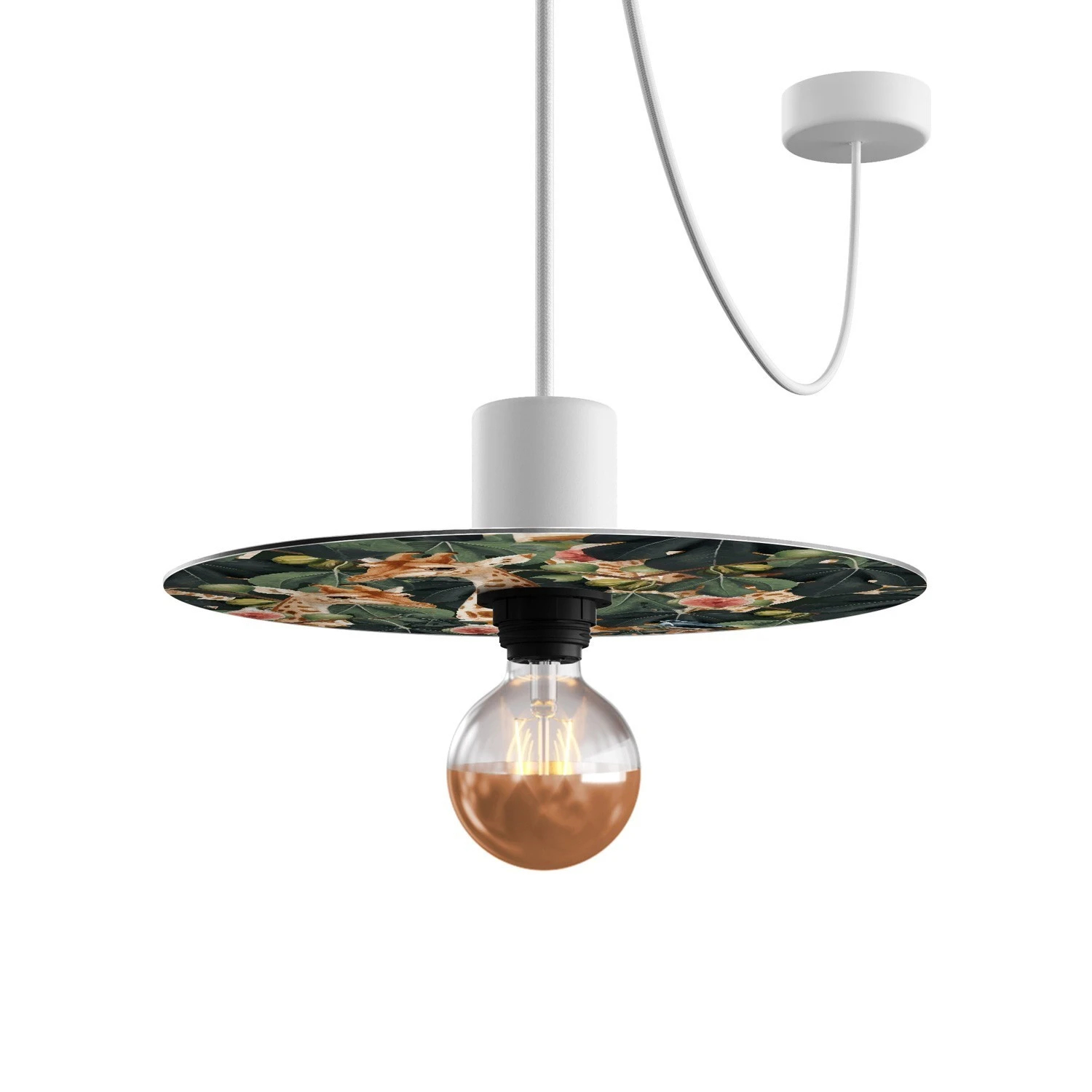 Ellepì mini flat lampshade with jungle animals 'Wildlife Whispers', 24 cm diameter - Made in Italy