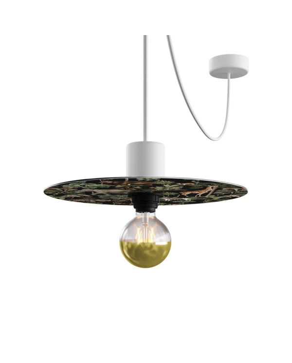 Ellepì mini flat lampshade with jungle animals 'Wildlife Whispers', 24 cm diameter - Made in Italy