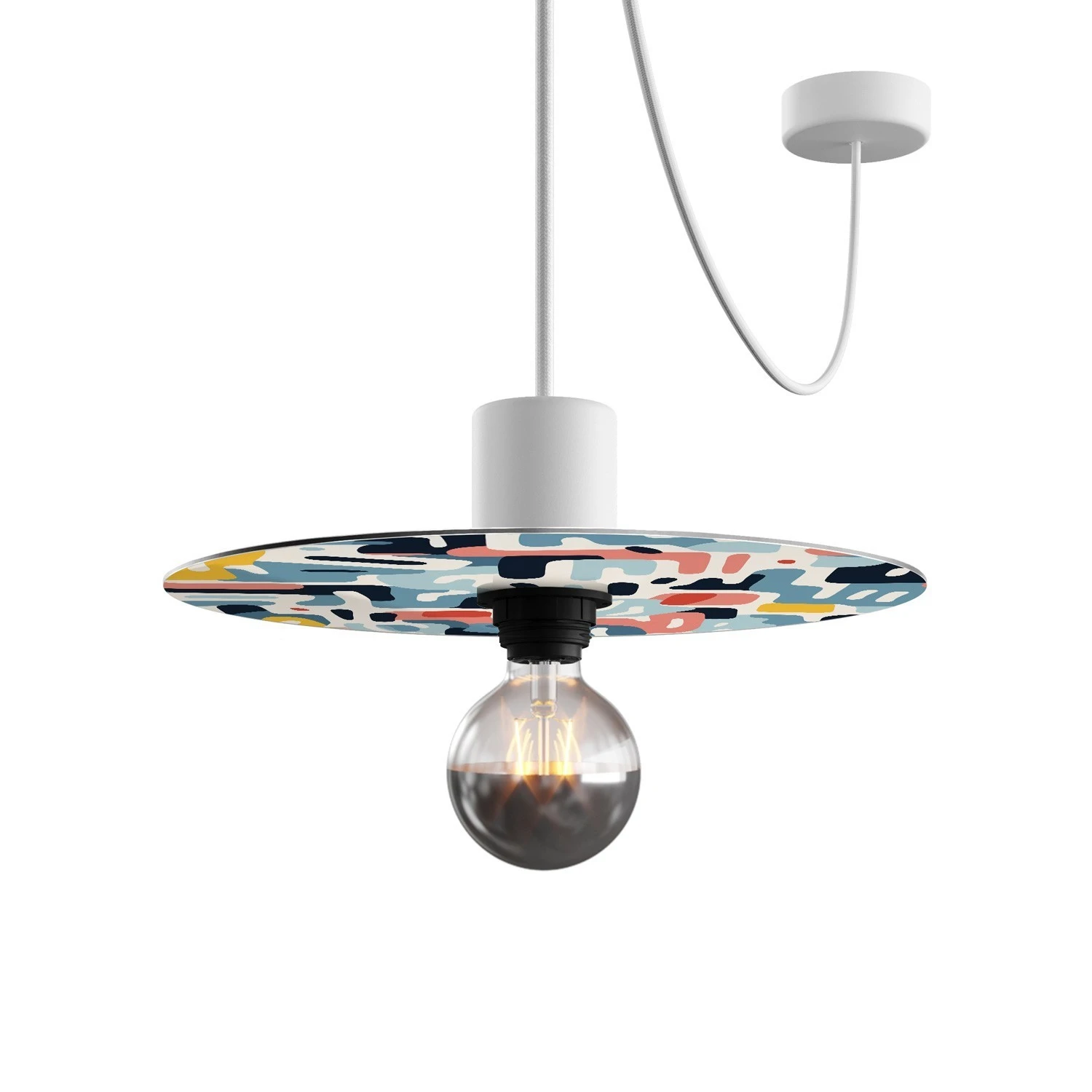 Ellepì mini flat lampshade with geometric designs 'Kaleidoscope', 24 cm diameter - Made in Italy