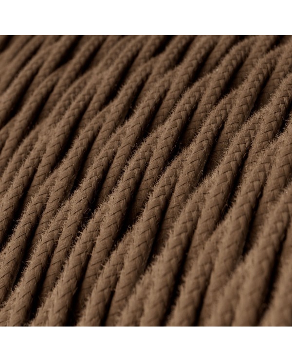 Twisted Electric Cable covered by Cotton solid color fabric TC13 Brown