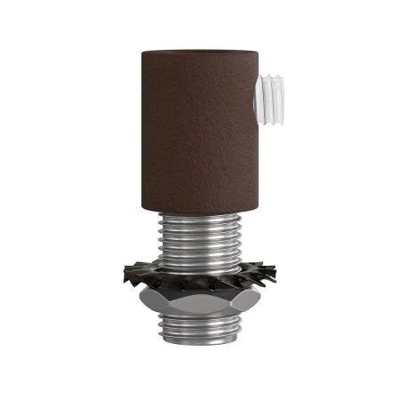 Cylindrical metal cable clamp complete with rod, nut and washer - 2 pieces - Painted dark rust