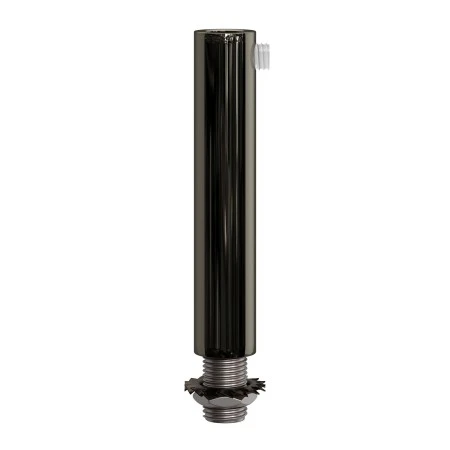 Cylindrical metal cable clamp, length 7 cm, complete with rod, nut and washer - Black pearl