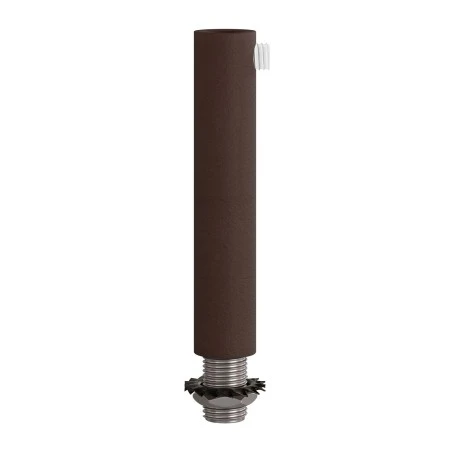 Cylindrical metal cable clamp, length 7 cm, complete with rod, nut and washer - Painted dark rust