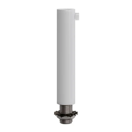 Cylindrical metal cable clamp, length 7 cm, complete with rod, nut and washer - White