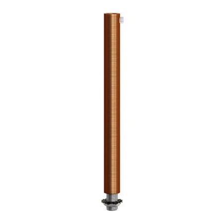 Cylindrical metal cable clamp, length 15 cm, complete with rod, nut and washer - Brushed copper