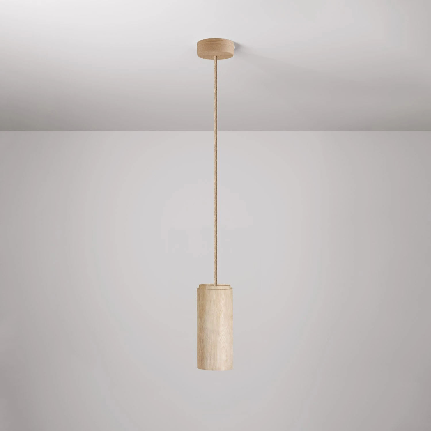 Pendant Lamp with wooden lampshade for Tub-E27 spotlight