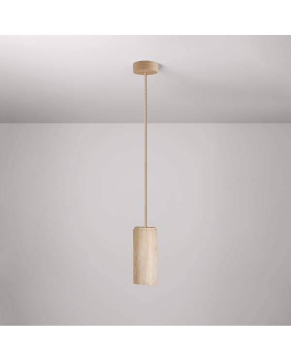 Pendant Lamp with wooden lampshade for Tub-E27 spotlight