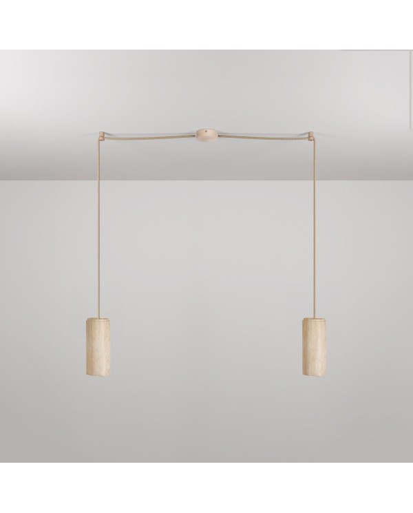 Pendant Lamp with 2 drops and wooden lampshades for Tub-E27 spotlight