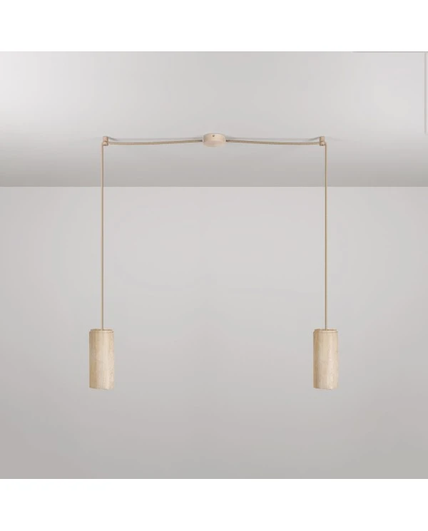 Pendant Lamp with 2 drops and wooden lampshades for Tub-E27 spotlight