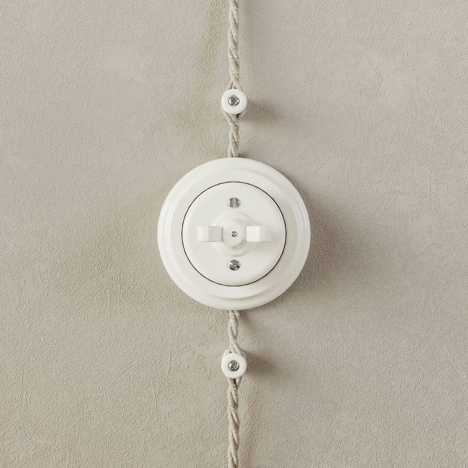 Porcelain base for electrical socket and switch/dimmer