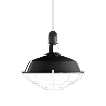 Lampshade Harbour with metal cage - Black - White