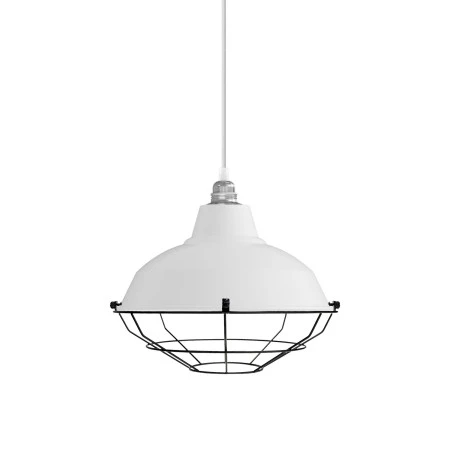 Lampshade Bistrot with metal cage - White - Black
