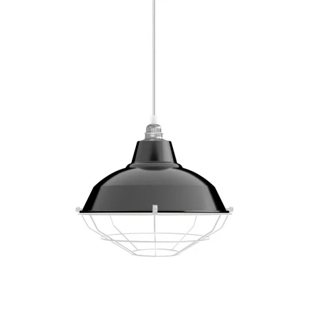 Lampshade Bistrot with metal cage - Black - White